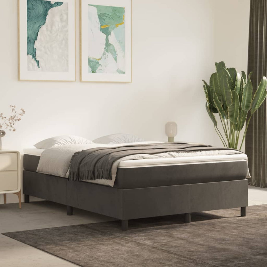 Boxspringframe Fluweel Donkergrijs 140 x 200 cm 35 cm