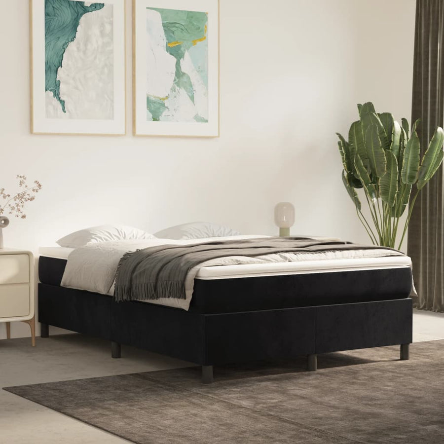 Boxspringframe Fluweel Zwart 140 x 200 cm 35 cm