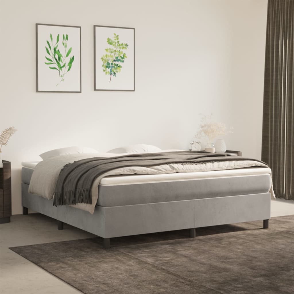 Boxspringframe Fluweel Lichtgrijs 160 x 200 cm 35 cm
