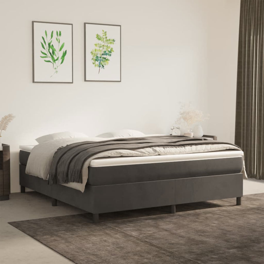 Boxspringframe Fluweel Donkergrijs 180 x 200 cm 35 cm