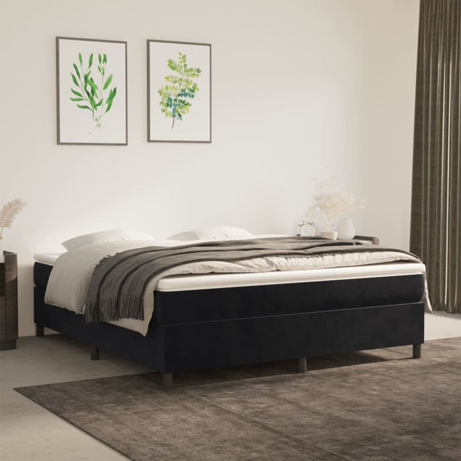 Boxspringframe Fluweel Zwart 180 x 200 cm 35 cm