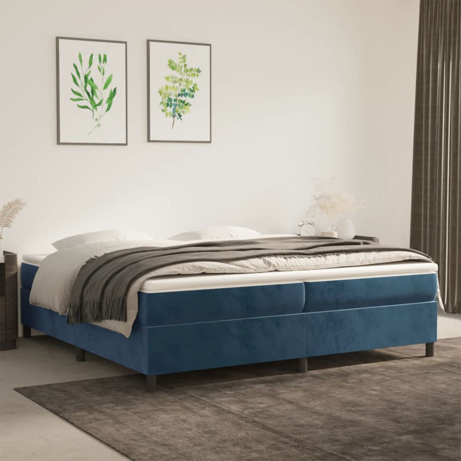Boxspringframe Fluweel Donkerblauw 200 x 200 cm 35 cm