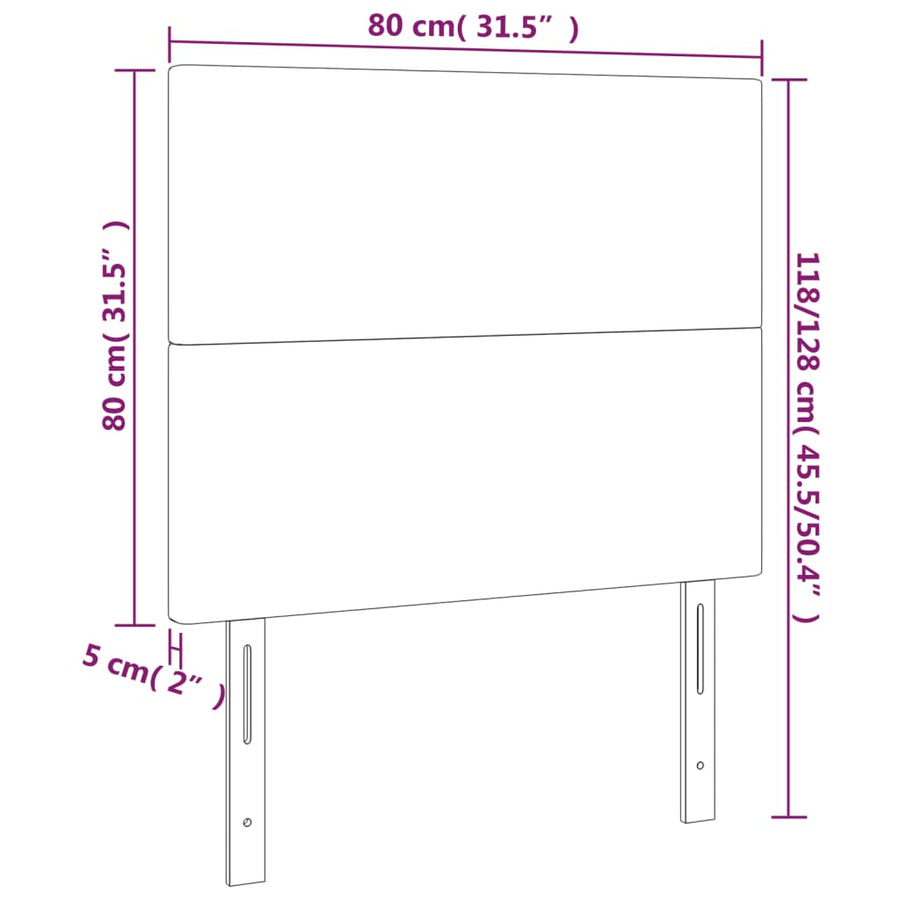 Hoofdborden 2 st 80x5x78/88 cm stof zwart 1 80 cm Zwart