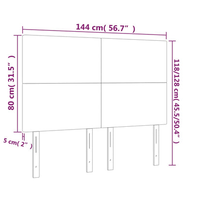 Hoofdborden 4 St 72X5X78/88 Cm Stof Lichtgrijs 144 cm Hoog