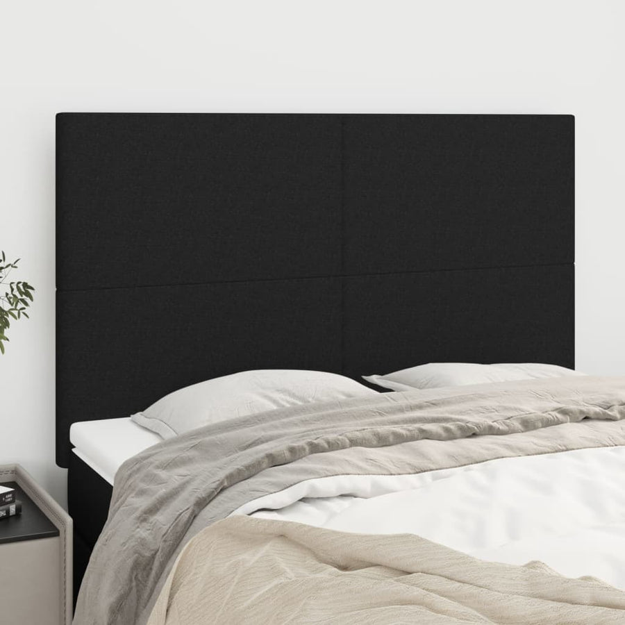 Hoofdborden 4 St 72X5X78/88 Cm Stof Zwart