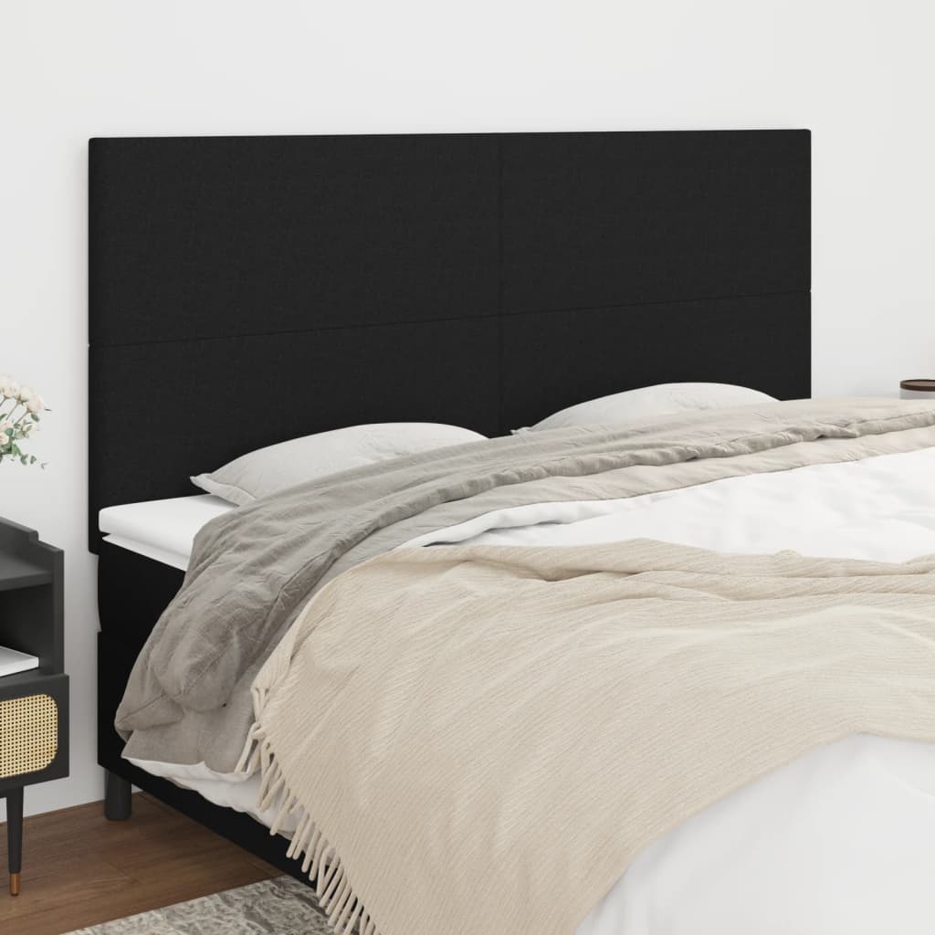 Hoofdborden 4 St 72X5X78/88 Cm Stof Zwart