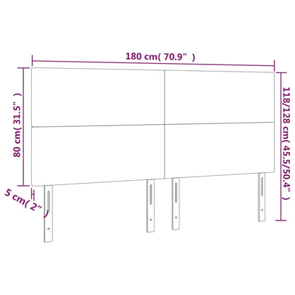 Hoofdborden 4 st 90x5x78/88 cm stof crèmekleurig 180 cm Hoog