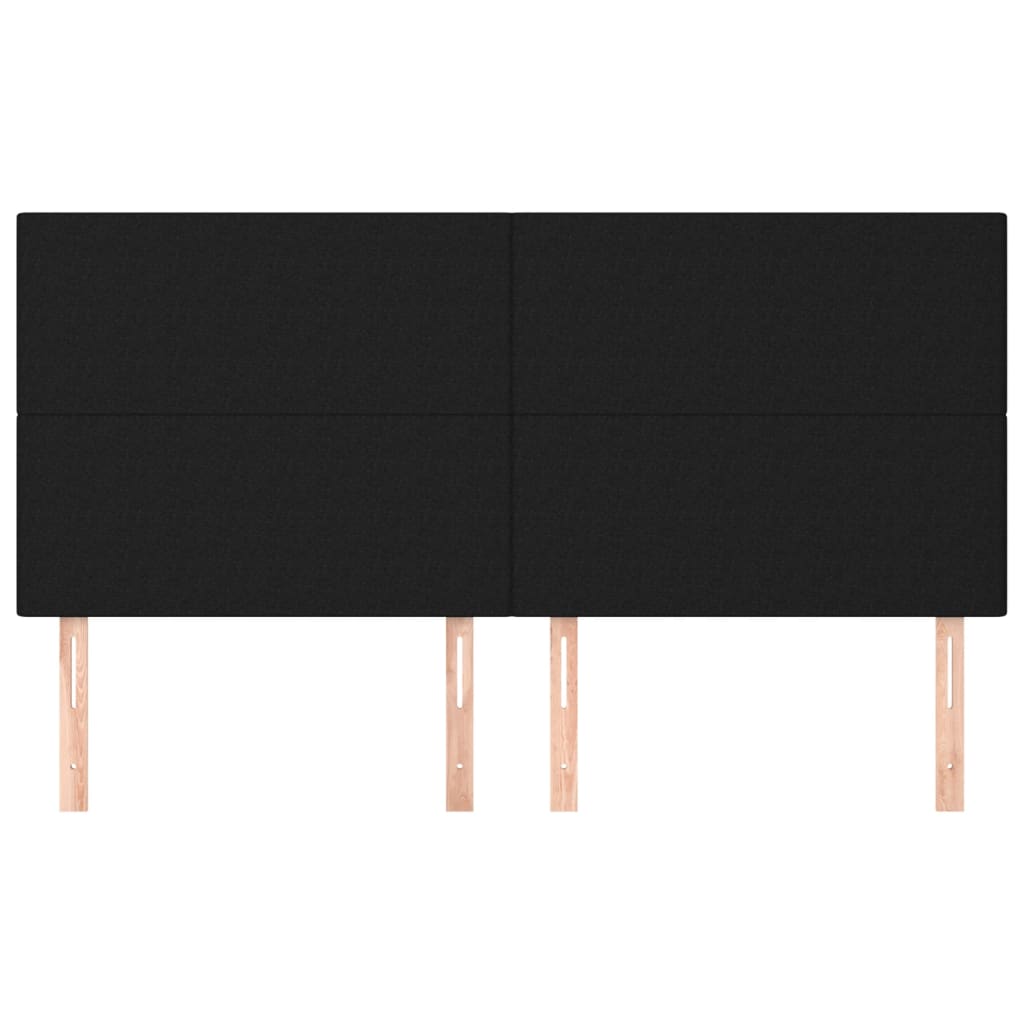 Hoofdborden 4 st 100x5x78/88 cm stof zwart 200 cm Zwart