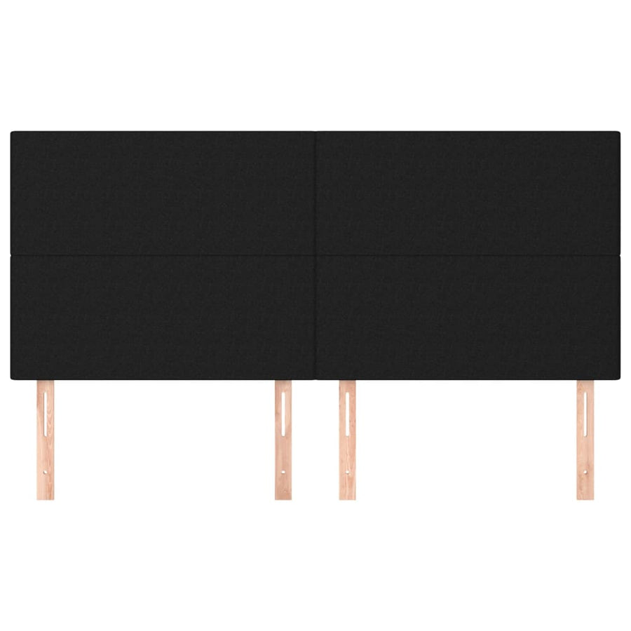Hoofdborden 4 st 100x5x78/88 cm stof zwart 200 cm Zwart