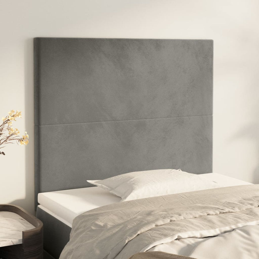 Hoofdborden 2 St 100 X 5 X 78/88 Cm Fluweel Lichtgrijs
