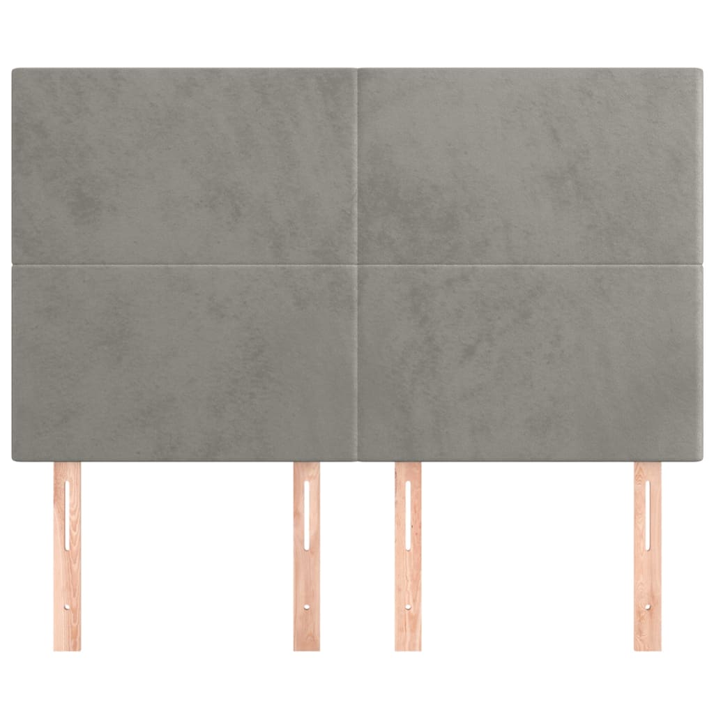 Hoofdborden 4 St 72X5X78/88 Cm Fluweel Lichtgrijs