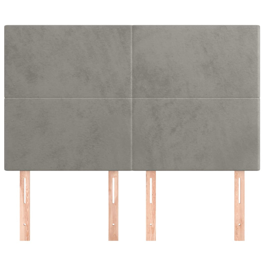 Hoofdborden 4 St 72X5X78/88 Cm Fluweel Lichtgrijs