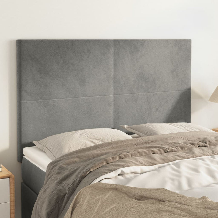 Hoofdborden 4 St 72X5X78/88 Cm Fluweel Lichtgrijs