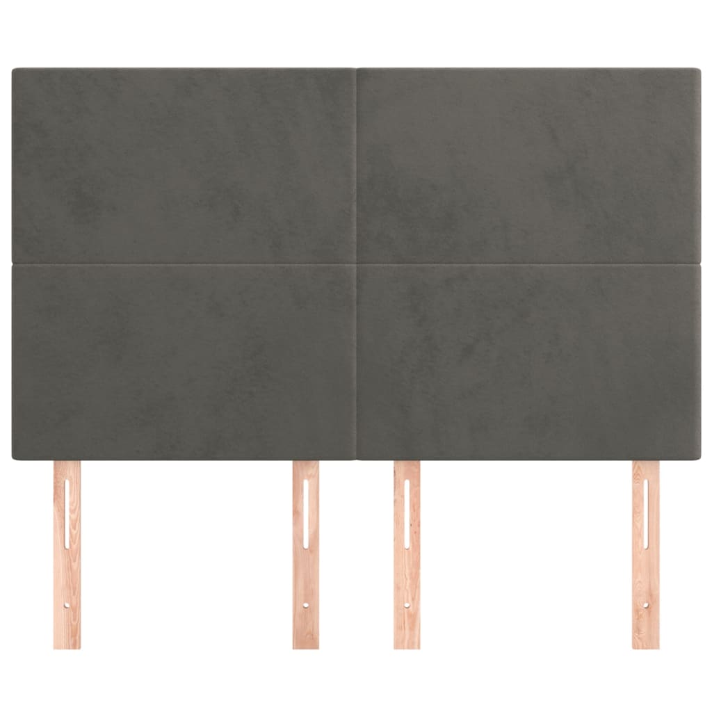 Hoofdborden 4 St 72X5X78/88 Cm Fluweel Donkergrijs