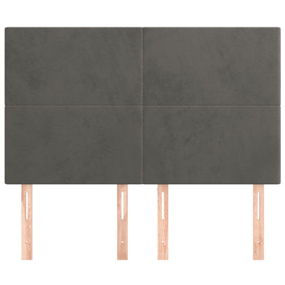 Hoofdborden 4 St 72X5X78/88 Cm Fluweel Donkergrijs