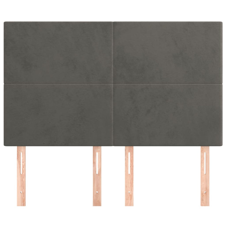Hoofdborden 4 St 72X5X78/88 Cm Fluweel Donkergrijs