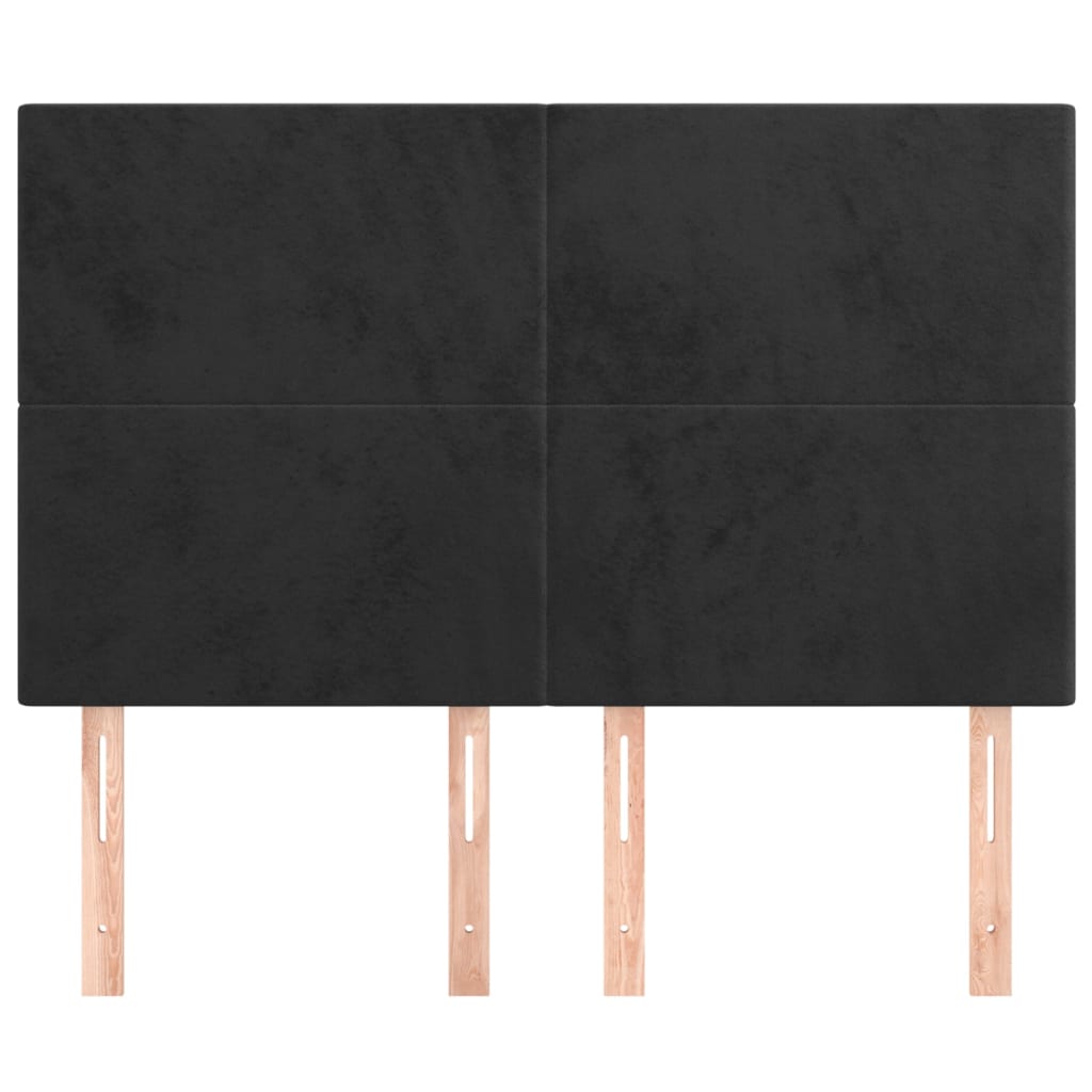 Hoofdborden 4 St 72X5X78/88 Cm Fluweel Zwart