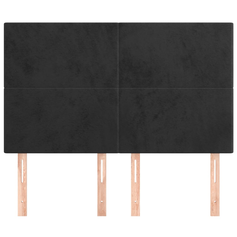 Hoofdborden 4 St 72X5X78/88 Cm Fluweel Zwart