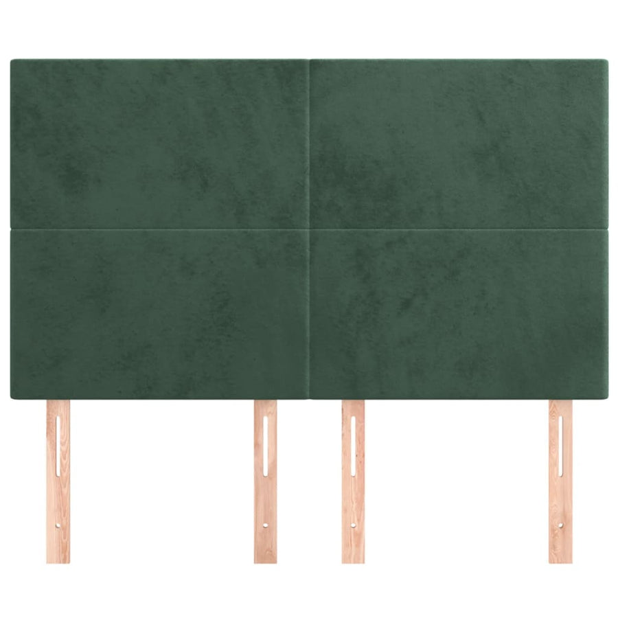 Hoofdborden 4 st 72x5x78/88 cm fluweel donkergroen 144 cm Hoog