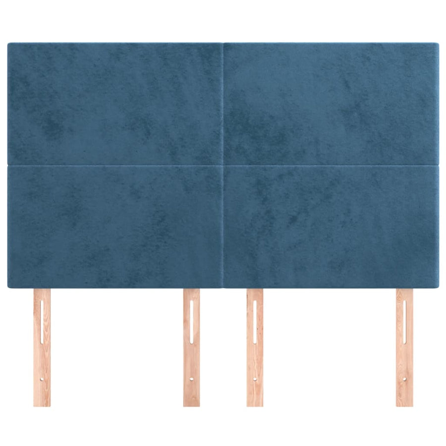 Hoofdborden 4 St 72X5X78/88 Cm Fluweel Donkerblauw
