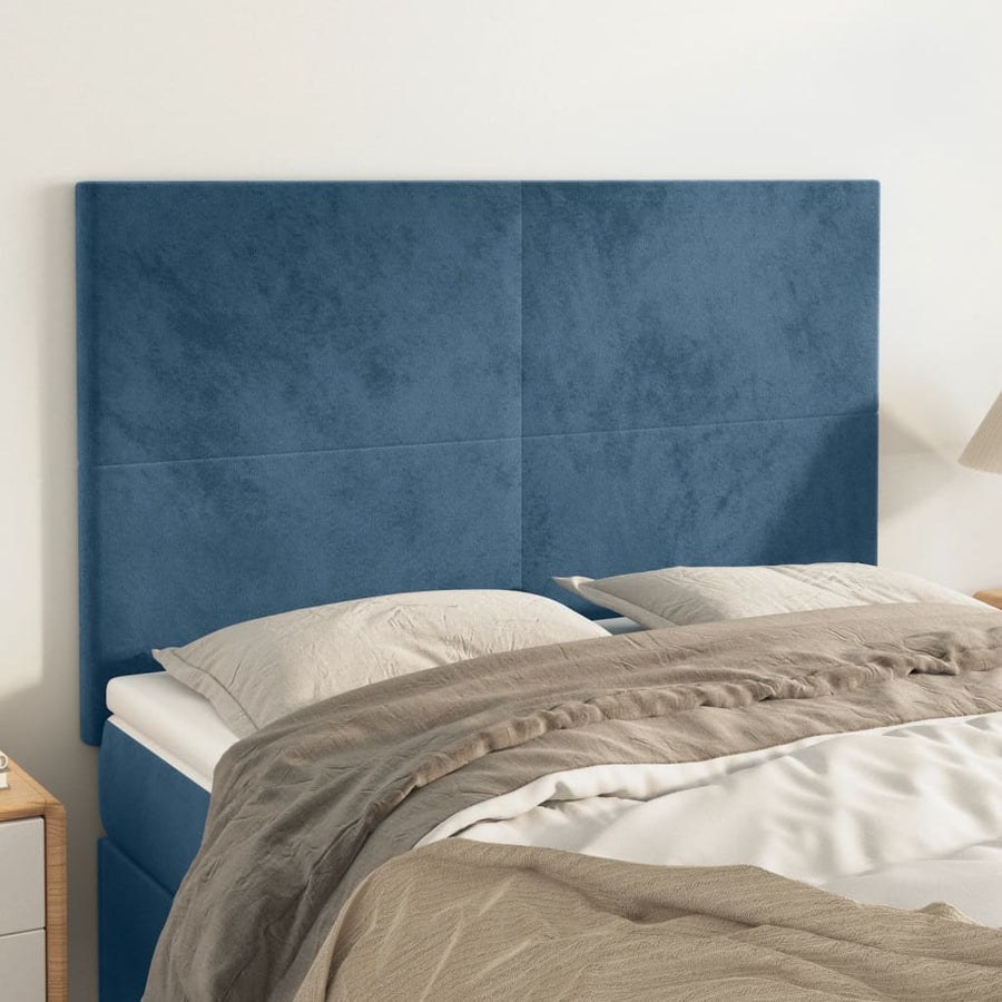 Hoofdborden 4 St 72X5X78/88 Cm Fluweel Donkerblauw