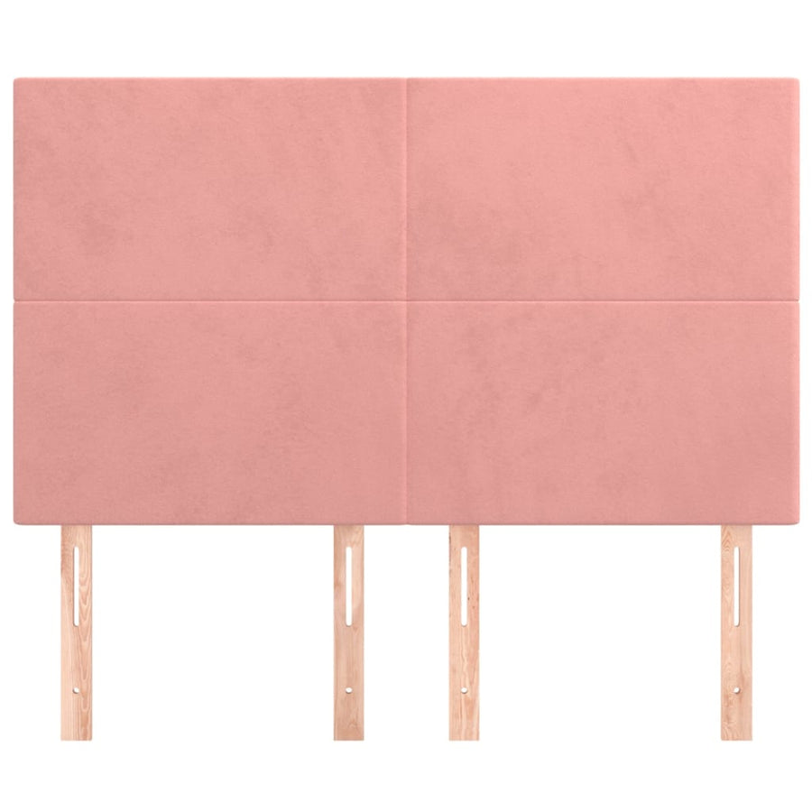 Hoofdborden 4 St 72X5X78/88 Cm Fluweel Roze