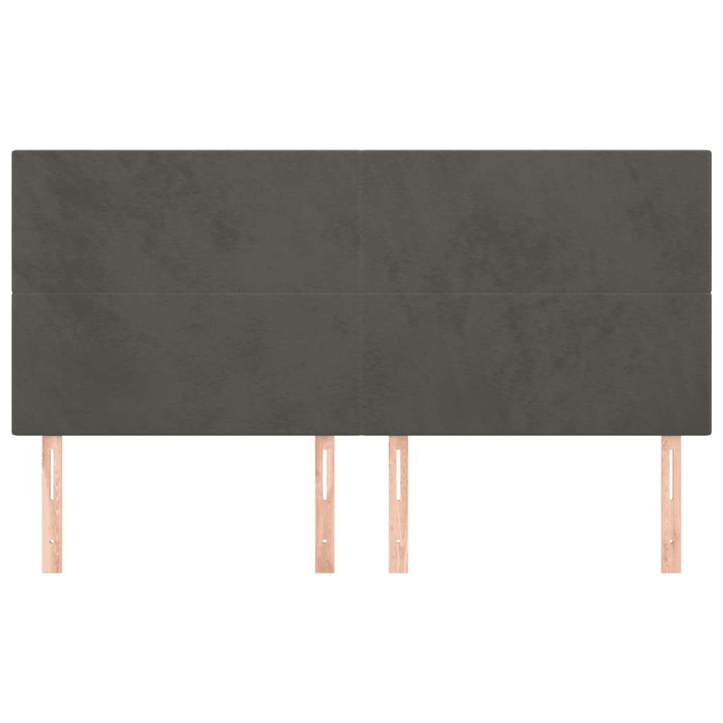Hoofdborden 4 St 80X5X78/88 Cm Fluweel Donkergrijs