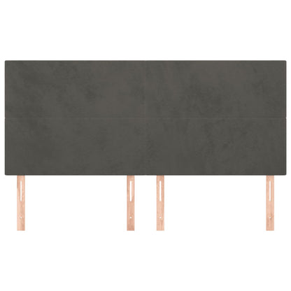 Hoofdborden 4 St 80X5X78/88 Cm Fluweel Donkergrijs