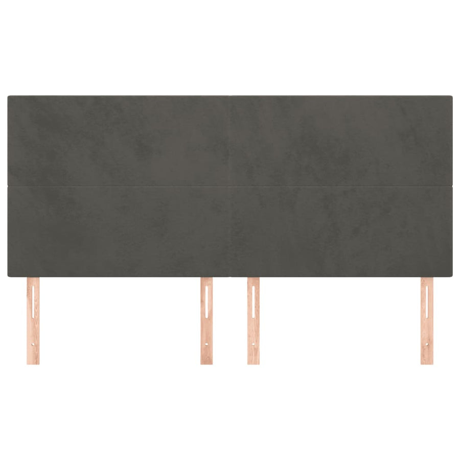 Hoofdborden 4 St 80X5X78/88 Cm Fluweel Donkergrijs