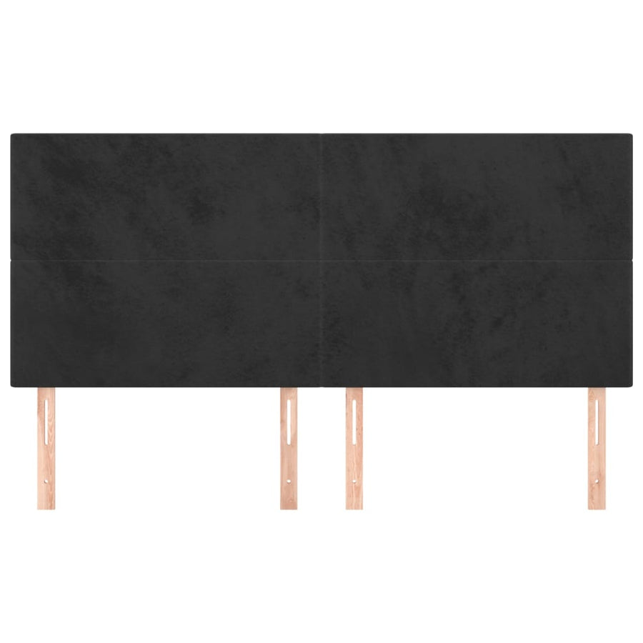 Hoofdborden 4 St 80X5X78/88 Cm Fluweel Zwart