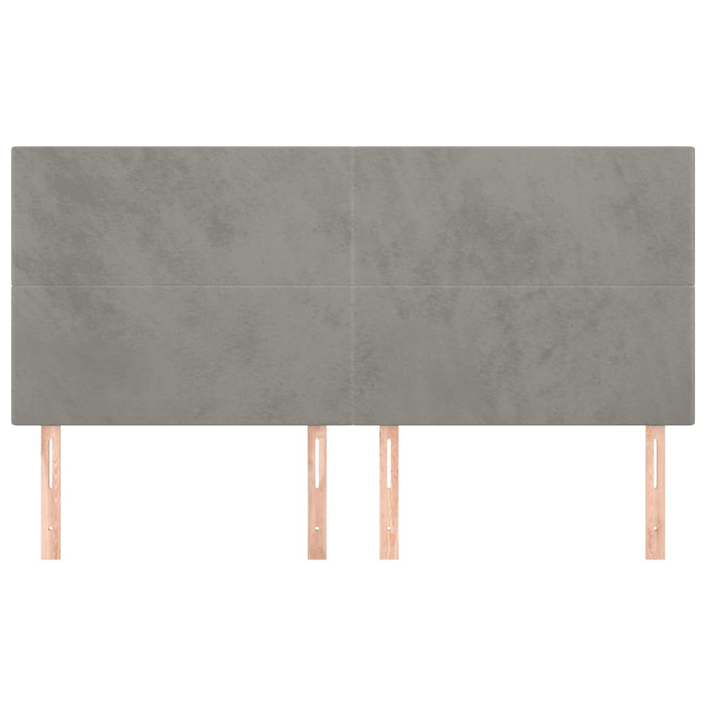 Hoofdborden 4 St 90X5X78/88 Cm Fluweel Lichtgrijs