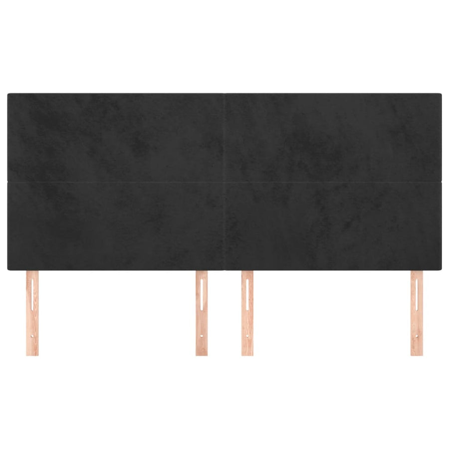 Hoofdborden 4 St 90X5X78/88 Cm Fluweel Zwart