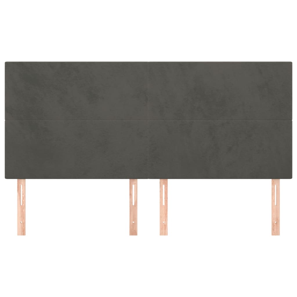 Hoofdborden 4 St 100X5X78/88 Cm Fluweel Donkergrijs