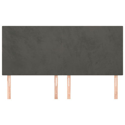 Hoofdborden 4 St 100X5X78/88 Cm Fluweel Donkergrijs