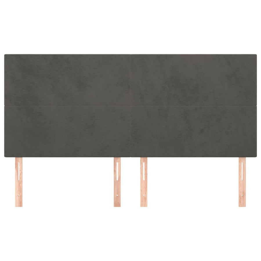 Hoofdborden 4 St 100X5X78/88 Cm Fluweel Donkergrijs