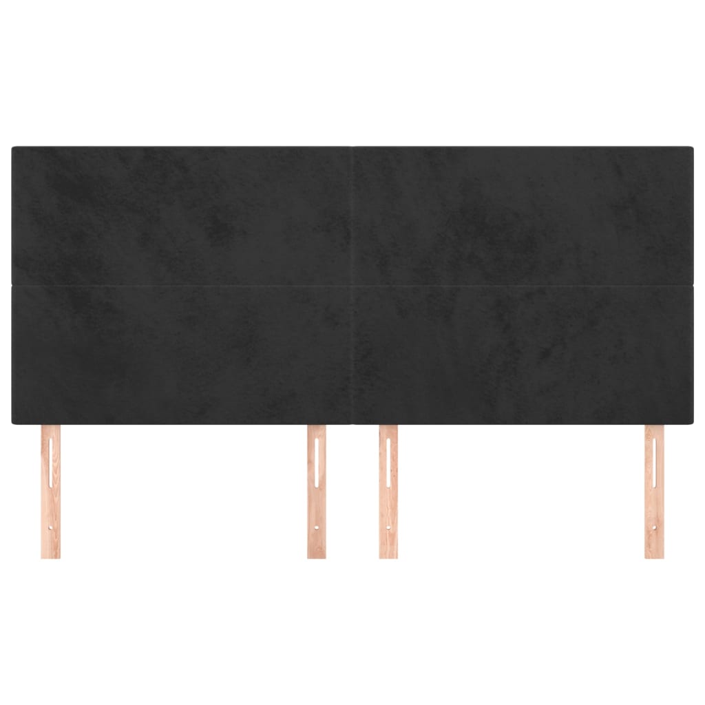 Hoofdborden 4 St 100X5X78/88 Cm Fluweel Zwart