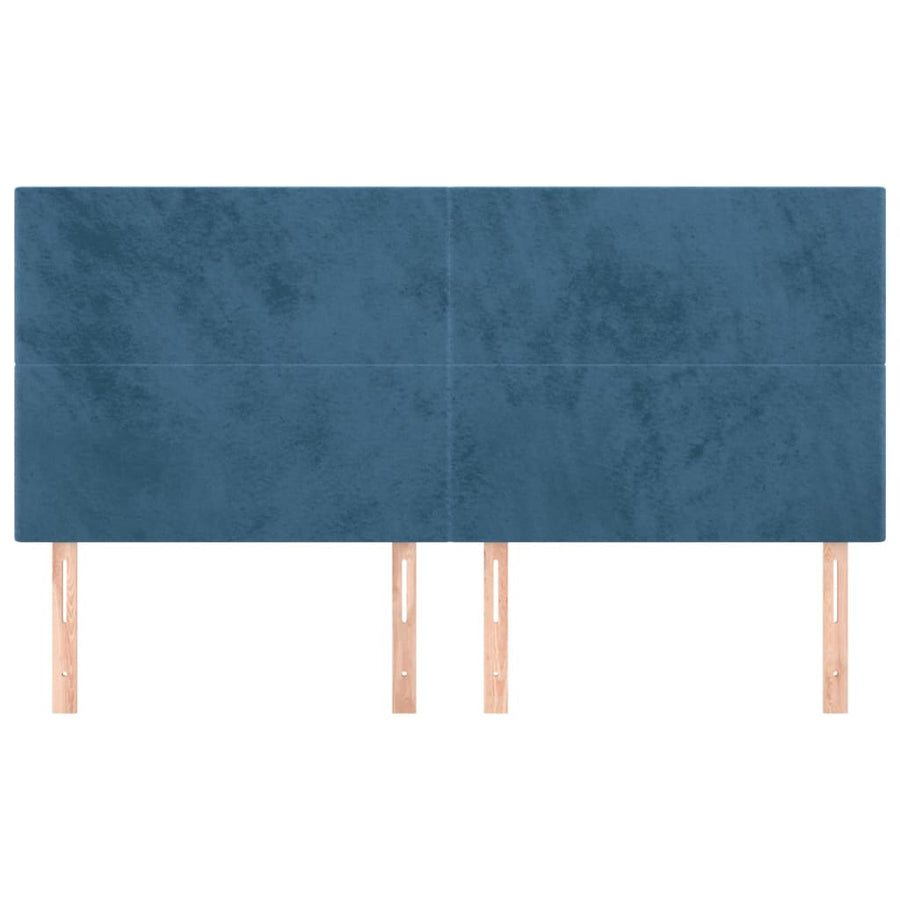 Hoofdborden 4 St 100X5X78/88 Cm Fluweel Donkerblauw