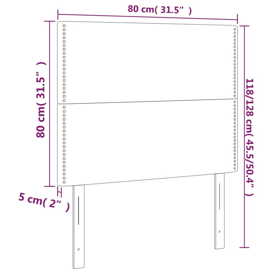 Hoofdborden 2 st 80x5x78/88 cm stof zwart 80 cm Hoog