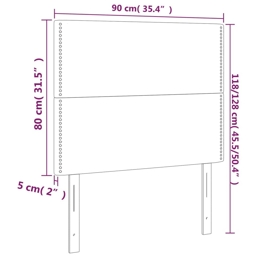 Hoofdborden 2 St 90X5X78/88 Cm Stof Lichtgrijs 90 cm Hoog