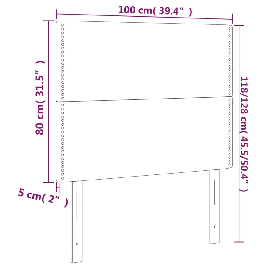 Hoofdborden 2 St 00X5X78/88 Cm Stof Blauw 100 cm Hoog