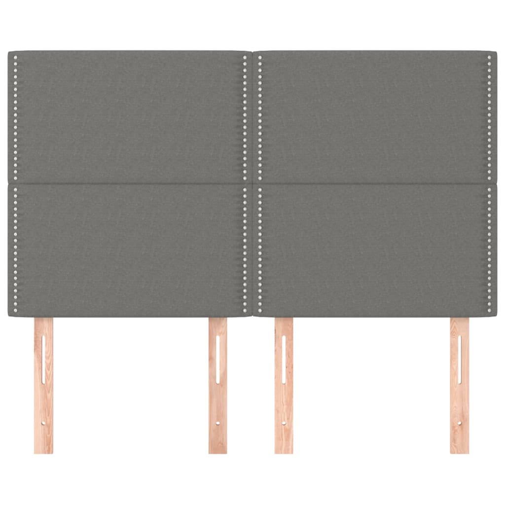 Hoofdborden 4 St 72X5X78/88 Cm Stof Donkergrijs 144 cm Hoog