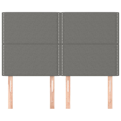 Hoofdborden 4 St 72X5X78/88 Cm Stof Donkergrijs 144 cm Hoog