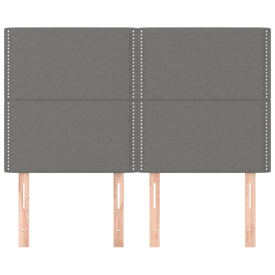 Hoofdborden 4 St 72X5X78/88 Cm Stof Donkergrijs 144 cm Hoog
