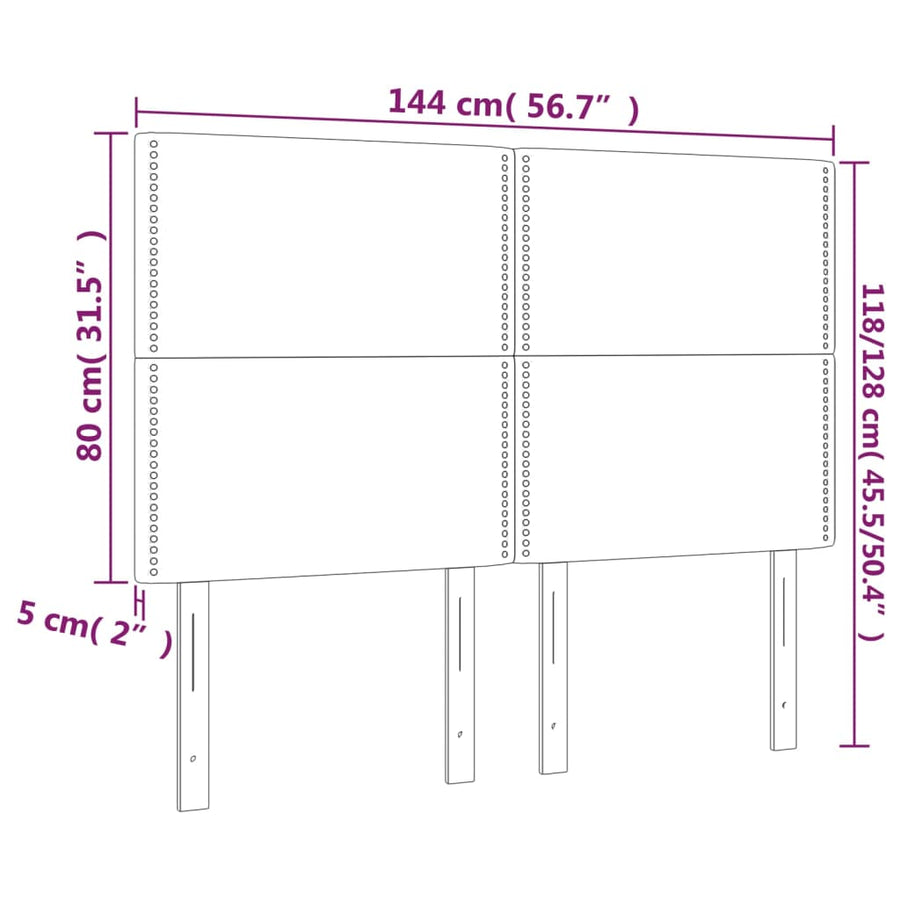 Hoofdborden 4 St 72X5X78/88 Cm Stof Donkergrijs 144 cm Hoog