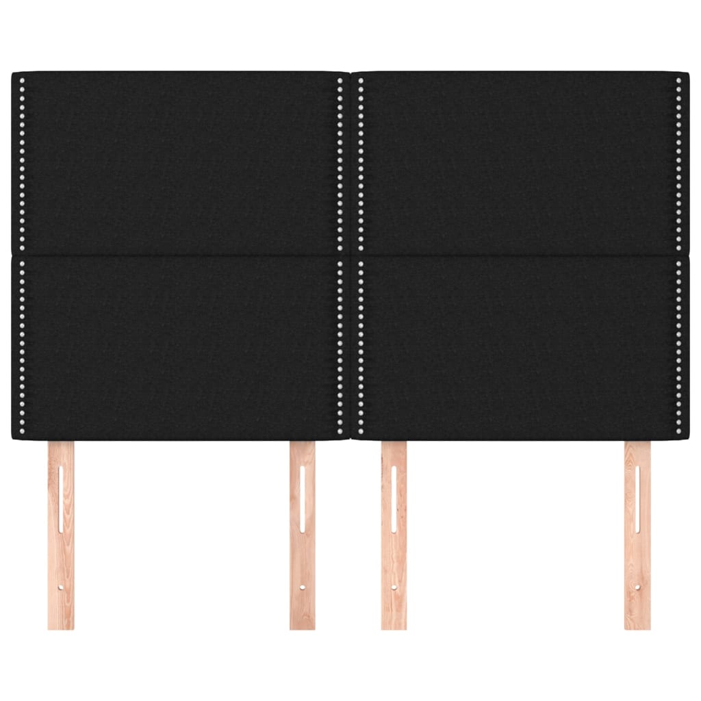 Hoofdborden 4 St 72X5X78/88 Cm Stof Zwart 144 cm Hoog