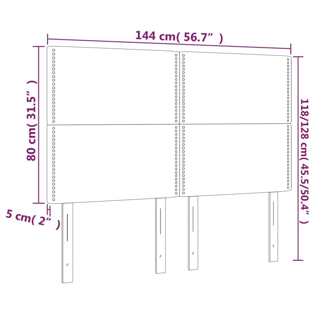 Hoofdborden 4 St 72X5X78/88 Cm Stof Zwart 144 cm Hoog