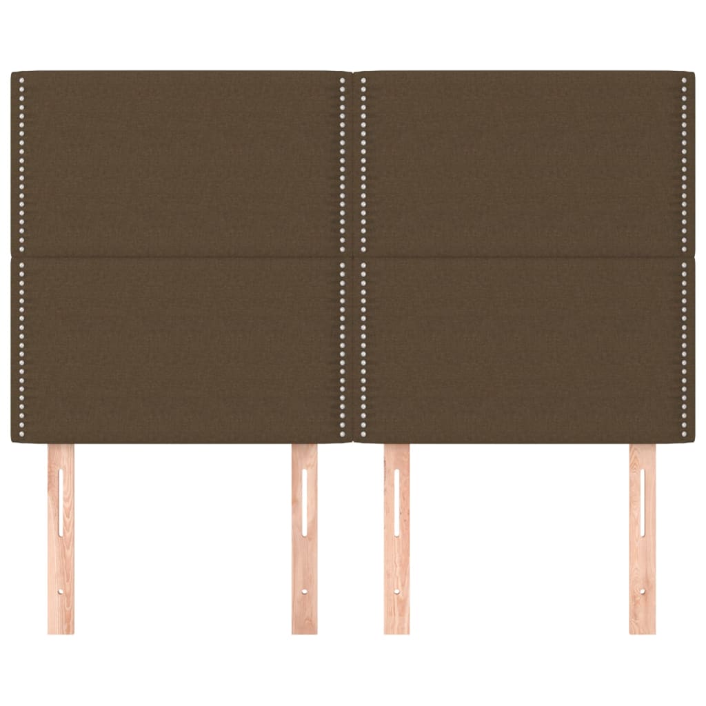Hoofdborden 4 St 72X5X78/88 Cm Stof Donkerbruin 144 cm Hoog