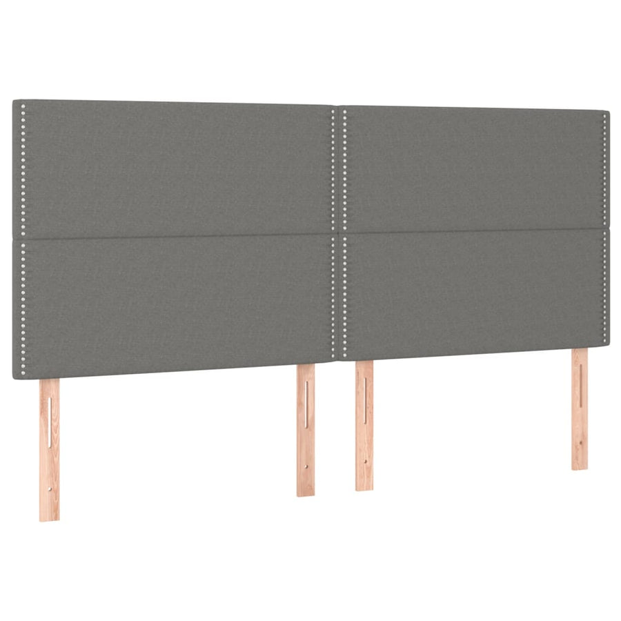 Hoofdborden 4 St 90X5X78/88 Cm Stof Donkergrijs 180 cm Hoog