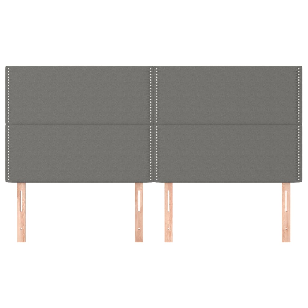 Hoofdborden 4 St 90X5X78/88 Cm Stof Donkergrijs 180 cm Hoog