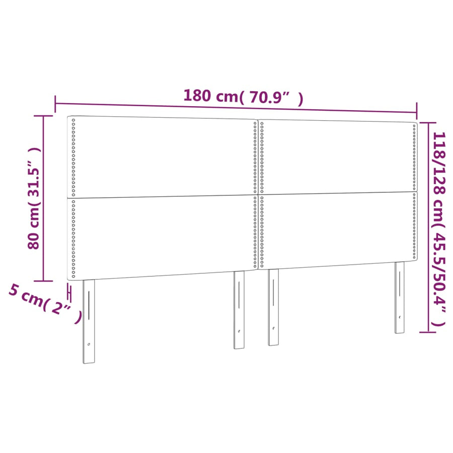Hoofdborden 4 st 90x5x78/88 cm stof blauw 180 cm Hoog